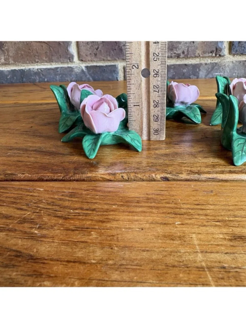 Vintage German Porcelain Dresden Pink Rose Name Place Card Holders Set Of 5 READ